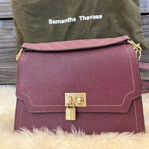 Samantha Thavasa Leather Satchel/Shoulder Bag in Burgundy